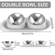 stainless steel tilted double dog bowl, view 10 - MRSLM