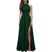 halter slit evening dress, view 4 - MRSLM