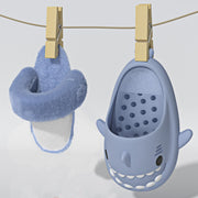 Fuzzy shark slippers with removable lining, view 9 - MRSLM