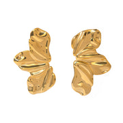 18k gold plated three petal stud earrings, view 8 - MRSLM