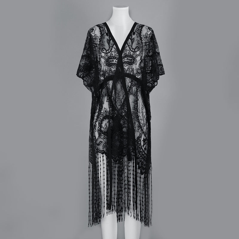 women's self-tie lace shawl, view 2 - MRSLM