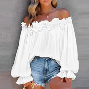 Ruffled off-shoulder long sleeve top, view 10 - MRSLM