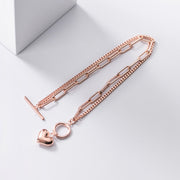 s925 silver double ring heart bracelet, view 5 - MRSLM