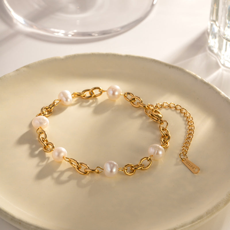 freshwater pearl bracelet with six pearls, view 9 - MRSLM