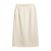 apricot velvet mid-length pencil skirt, view 2 - MRSLM