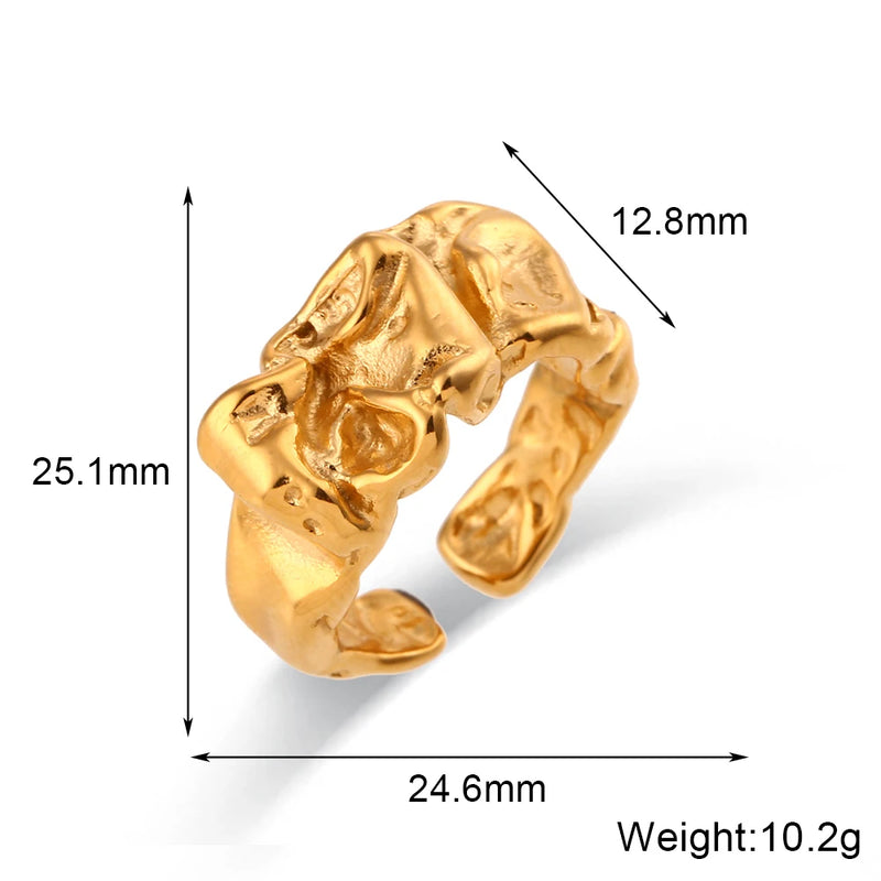 gold plated geometric open ring, view 2 - MRSLM