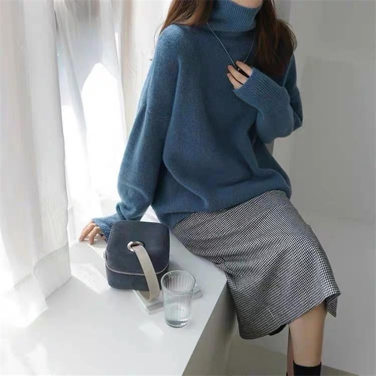 turtleneck cashmere blend sweater for women, view 2 - MRSLM