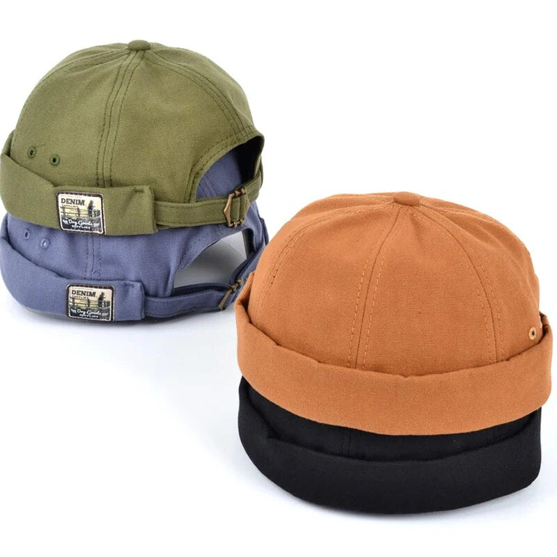 Vintage Brimless Docker Cap: Retro Cotton Skullcap for Hip Hop Fashion