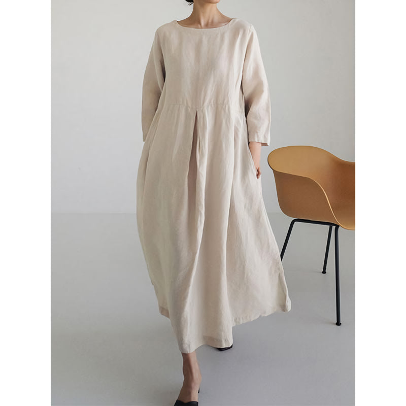 cotton linen maxi dress, view 4 - MRSLM
