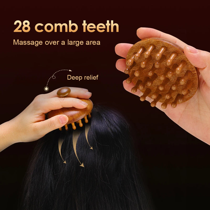 sandalwood scalp massage comb, view 4 - MRSLM
