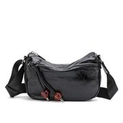 pleated leather crossbody bag, view 3 - MRSLM