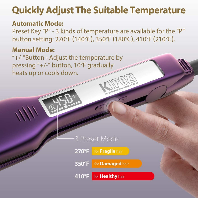 titanium hair straightener with digital display, view 7 - MRSLM