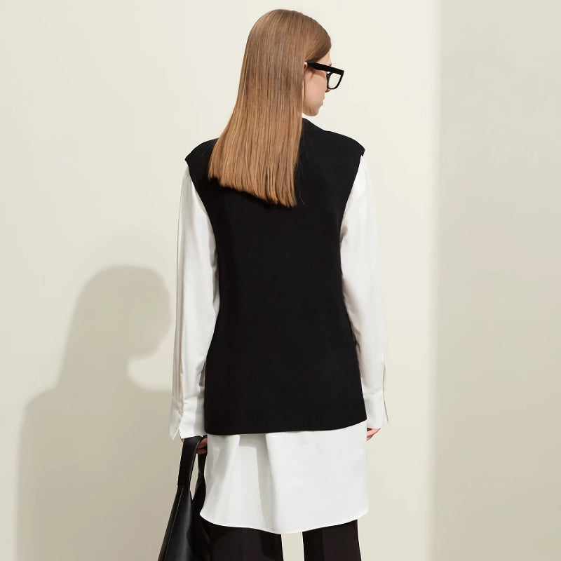 minimalist wool knitted vest, view 7 - MRSLM