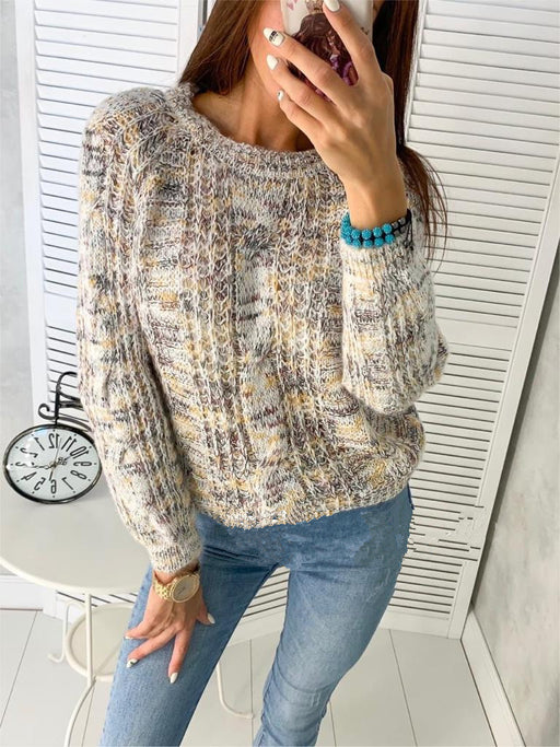 loose round neck pullover sweater - MRSLM