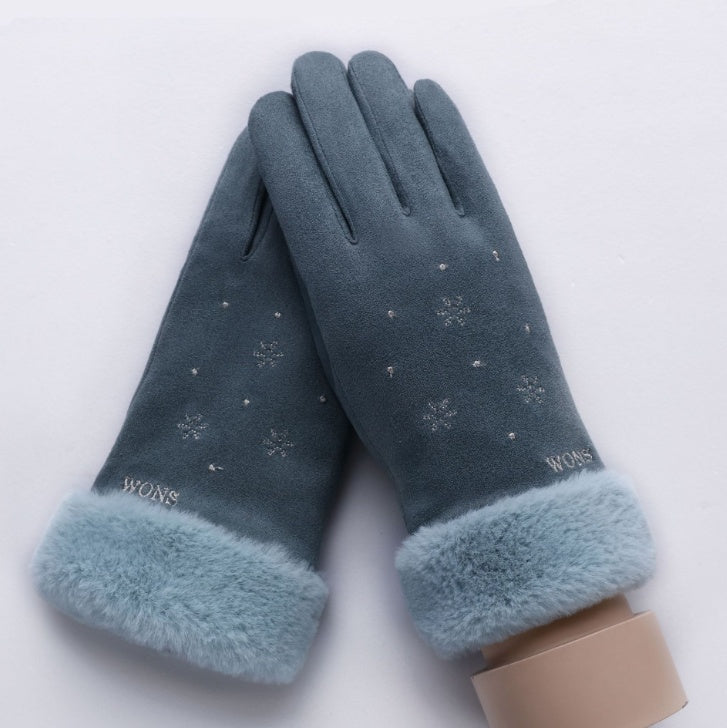 Women's plush-lined suede touchscreen gloves, view 25 - MRSLM