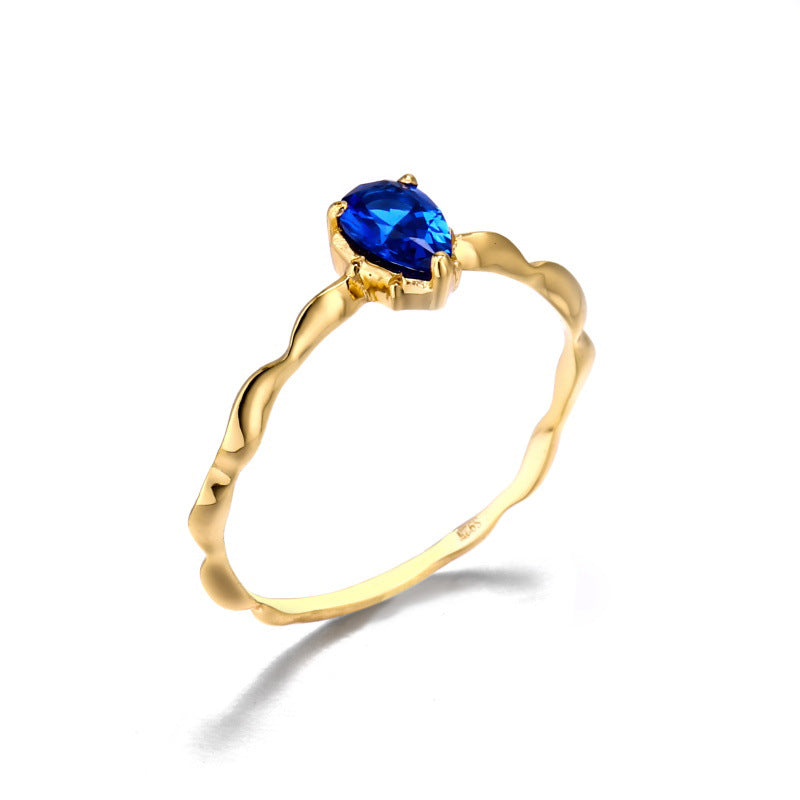 water drop zircon sterling silver ring, view 3 - MRSLM