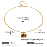gold plated natural stone pendant necklace, view 3 - MRSLM
