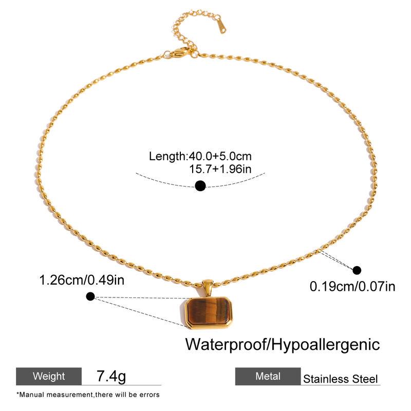 gold plated natural stone pendant necklace, view 3 - MRSLM