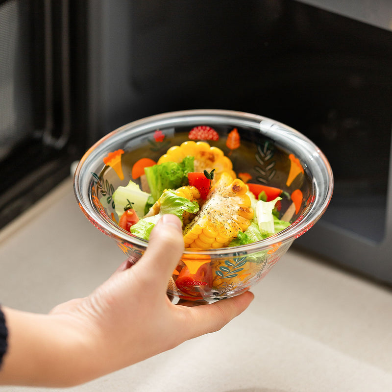 transparent glass salad fruit bowl, view 2 - MRSLM