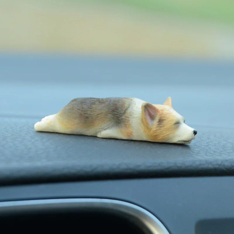 Cute Corgi Dashboard Ornament - Mini Resin Puppy Car Decor