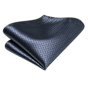 elegant grey silk tie set for men, view 6 - MRSLM