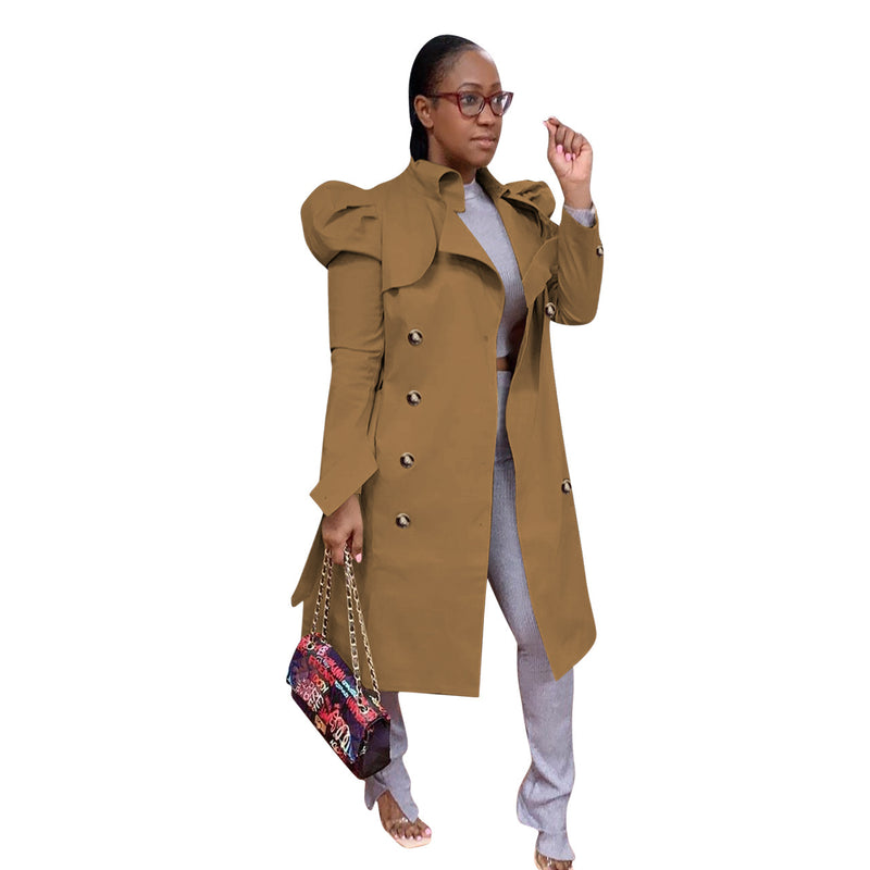 long belted trench coat in a plain color, view 4 - MRSLM