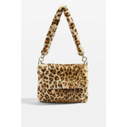 leopard print faux fur crossbody bag, view 4 - MRSLM