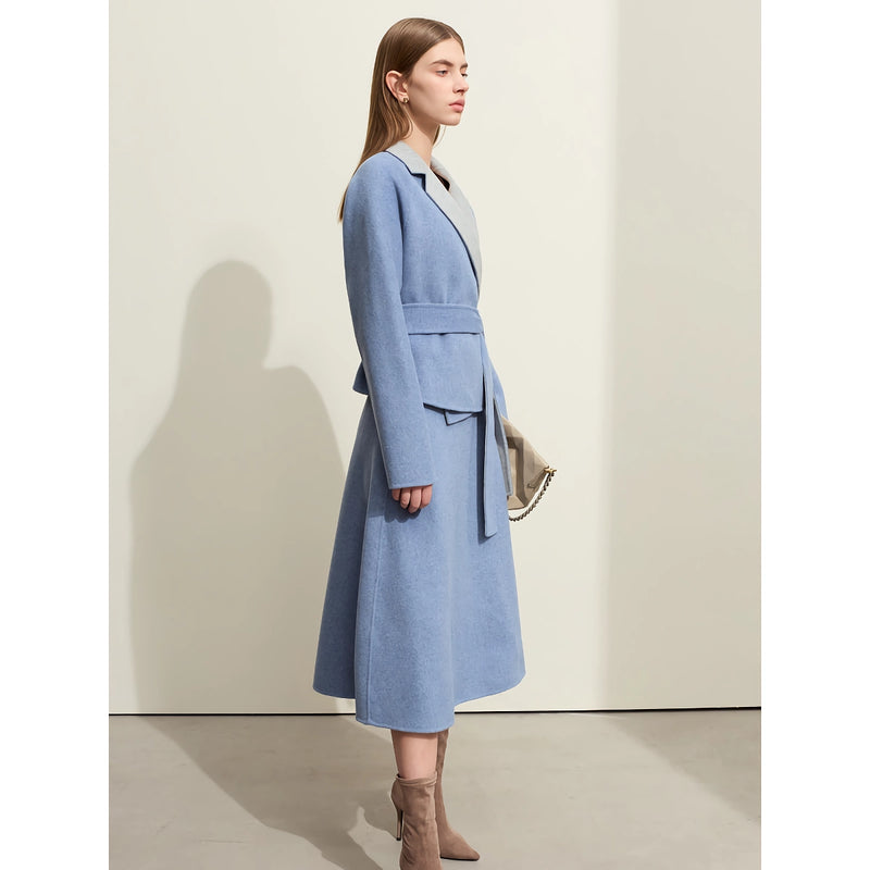 women's wool blend lapel coat, view 6 - MRSLM