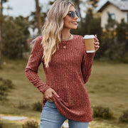 women's brushed cotton round neck long sleeve tee - MRSLM
