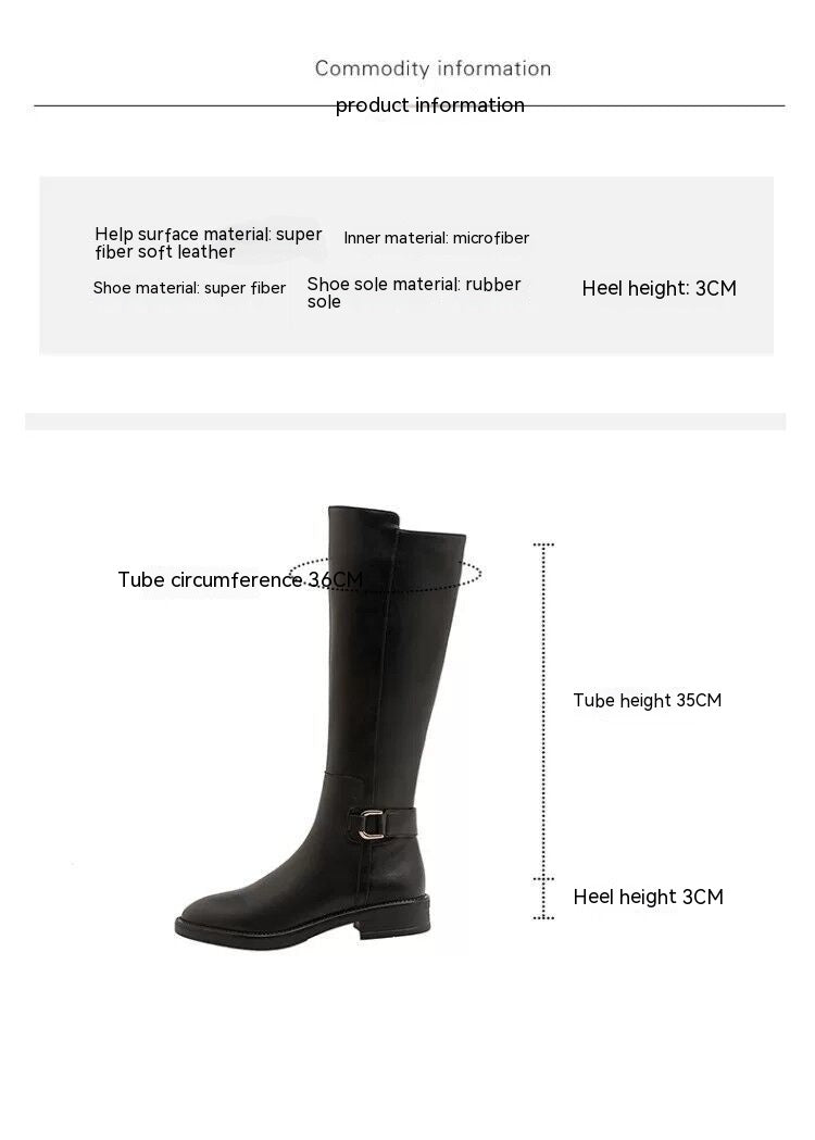 Women's black knee high riding boots, view 7 - MRSLM