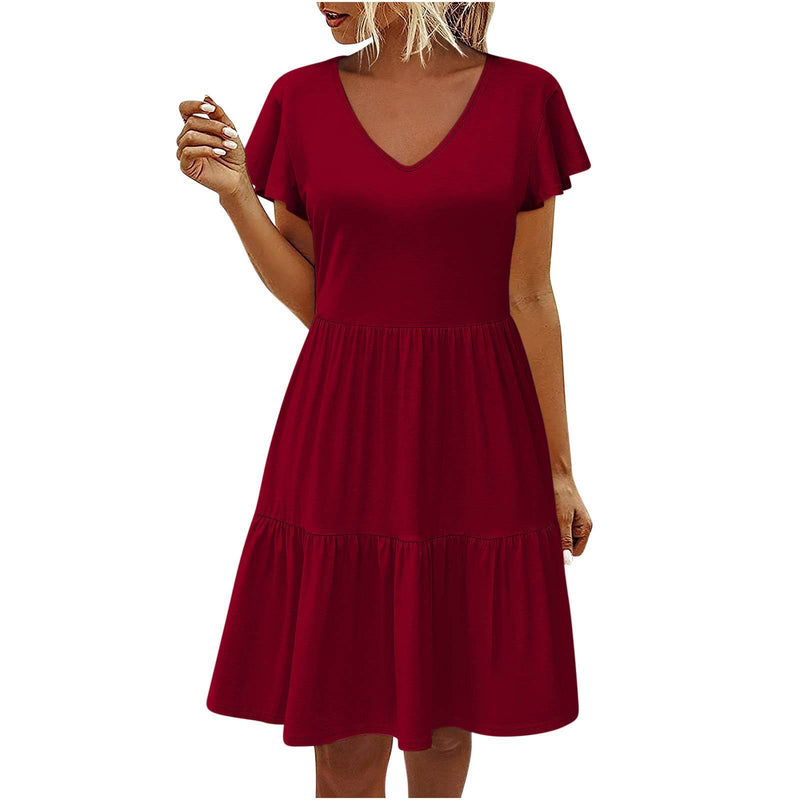 women's pleated layered dress, view 2 - MRSLM