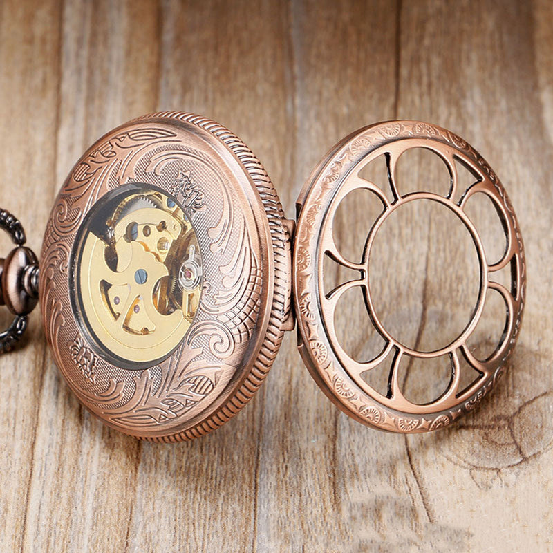 skeleton sunflower automatic pocket watch, view 6 - MRSLM