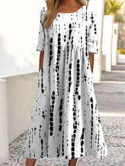women's printed short sleeve dress, view 8 - MRSLM