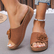 Flower hollow wedge sandals, view 4 - MRSLM