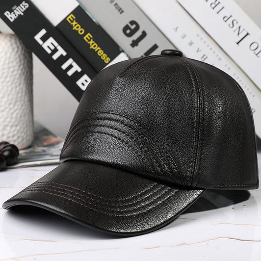 men's sheepskin leather baseball cap - MRSLM