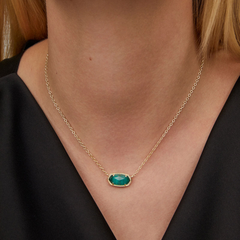 gold-plated crystal pendant necklace, view 8 - MRSLM