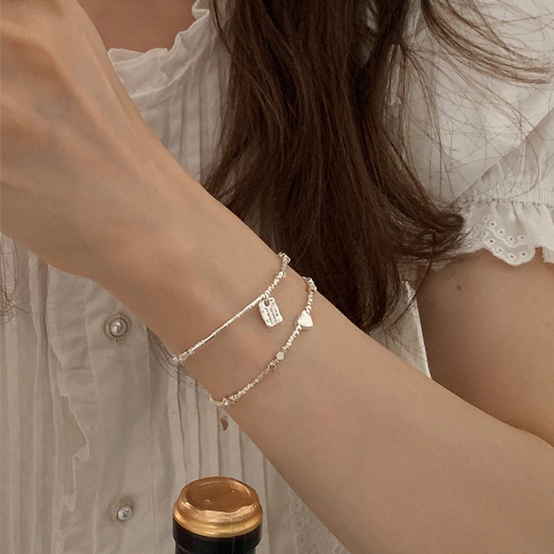 women's s925 silver love tag bracelet, view 3 - MRSLM