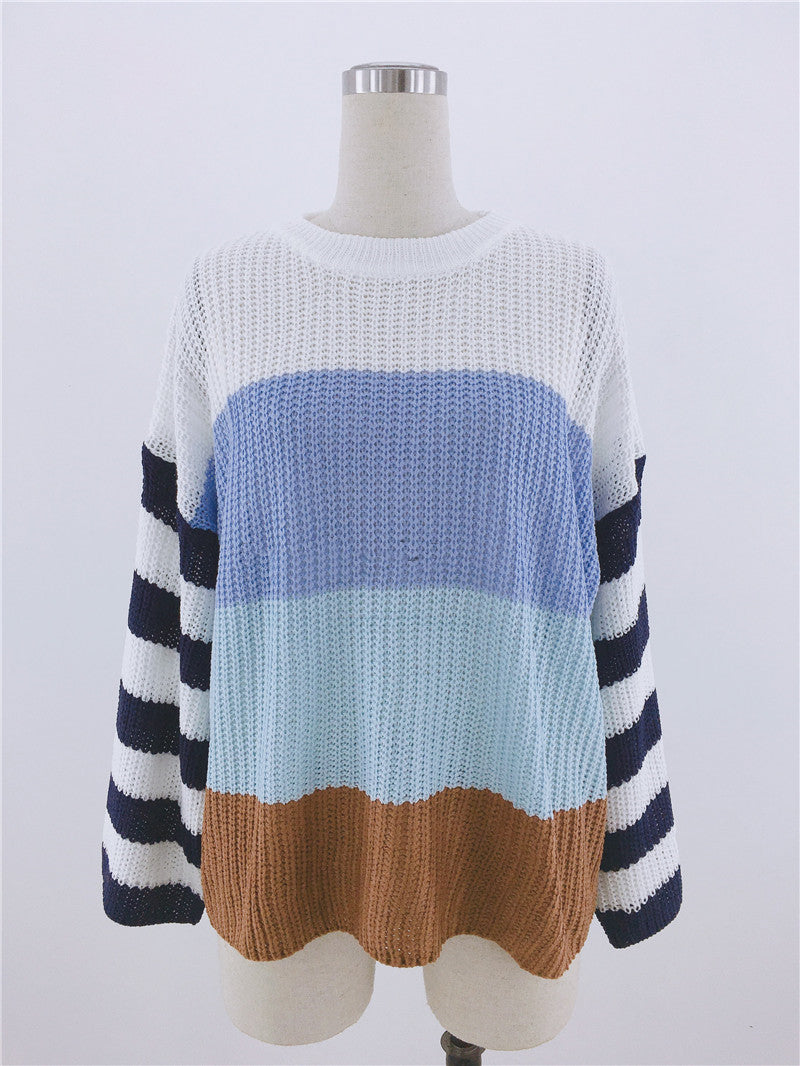 color stitching knit pullover sweater, view 4 - MRSLM