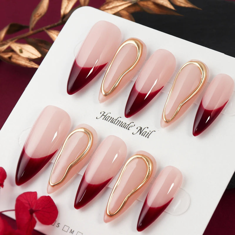 handmade press-on almond nails, view 4 - MRSLM