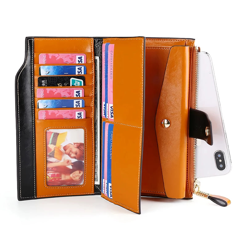 women's cowhide leather organizer wallet, view 6 - MRSLM