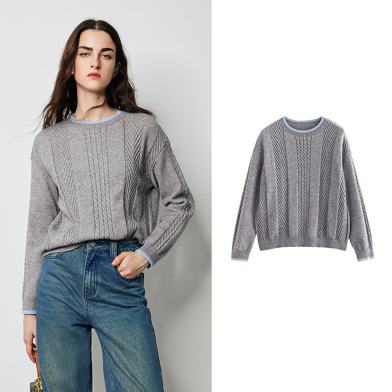 Women's twisted pattern pullover sweater, view 3 - MRSLM