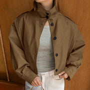 khaki lapel single-breasted coat, view 6 - MRSLM