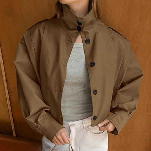 khaki lapel single-breasted coat, view 6 - MRSLM