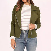 deerskin velvet motorcycle jacket with zipper pockets, view 2 - MRSLM