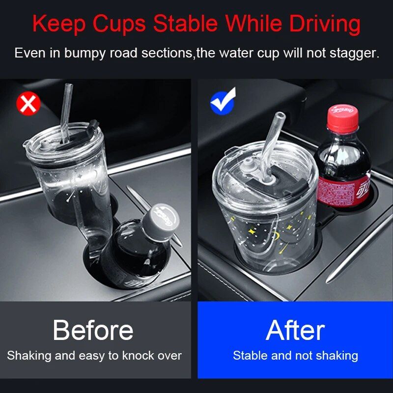 Waterproof Console Double Hole Cup Holder Insert for 2021 Model 3Y