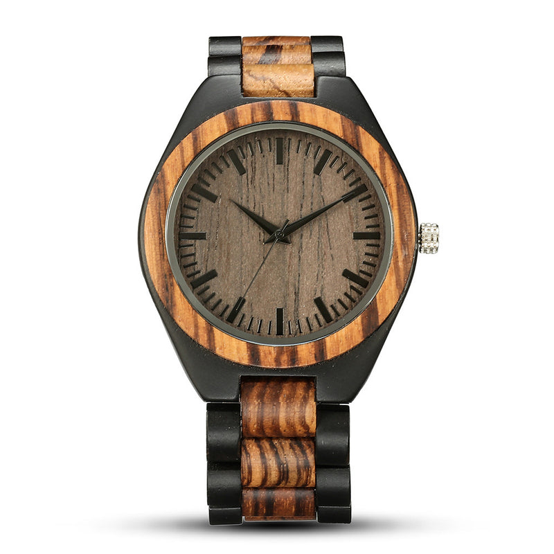 large dial wood quartz watch, view 4 - MRSLM