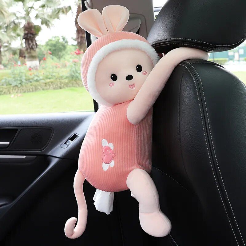 plush animal car tissue box holder, view 6 - MRSLM