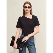 asymmetric v-neck casual tee, view 5 - MRSLM