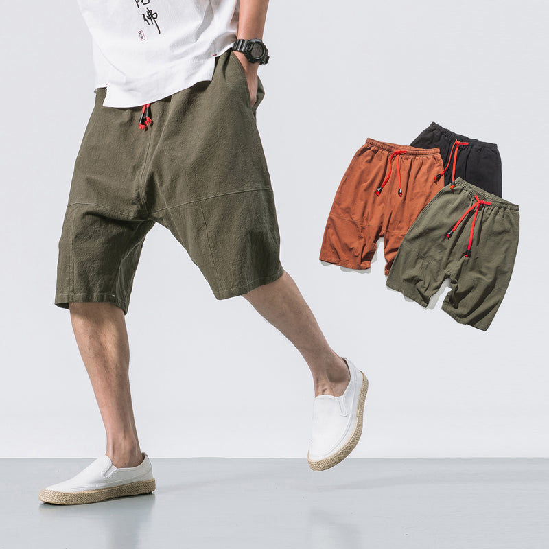 men's loose cropped pants hemp blend - MRSLM
