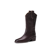 brown leather cowboy boots for women, view 3 - MRSLM